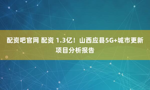 配资吧官网 配资 1.3亿！山西应县5G+城市更新项目分析报告
